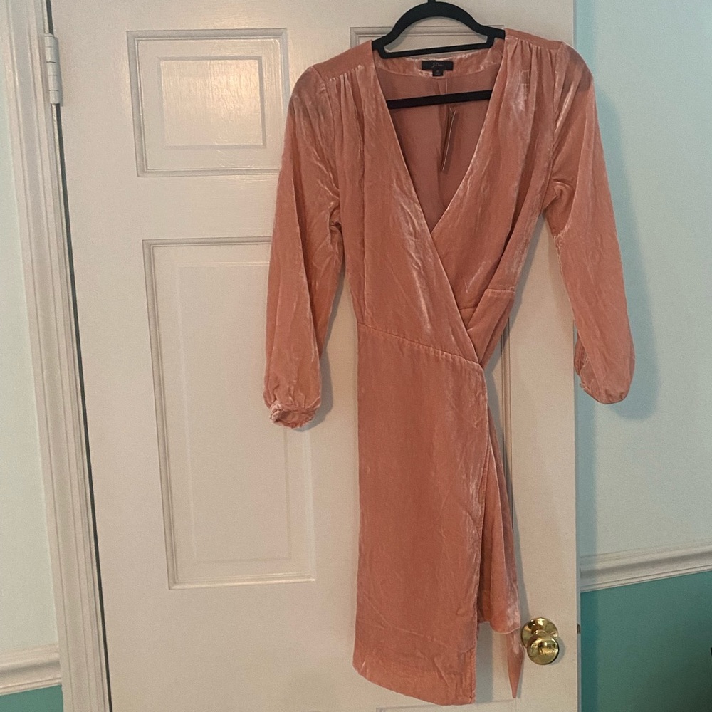 Jcrew velvet pink wrap dress